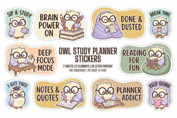 Owl Study Planner Stickers