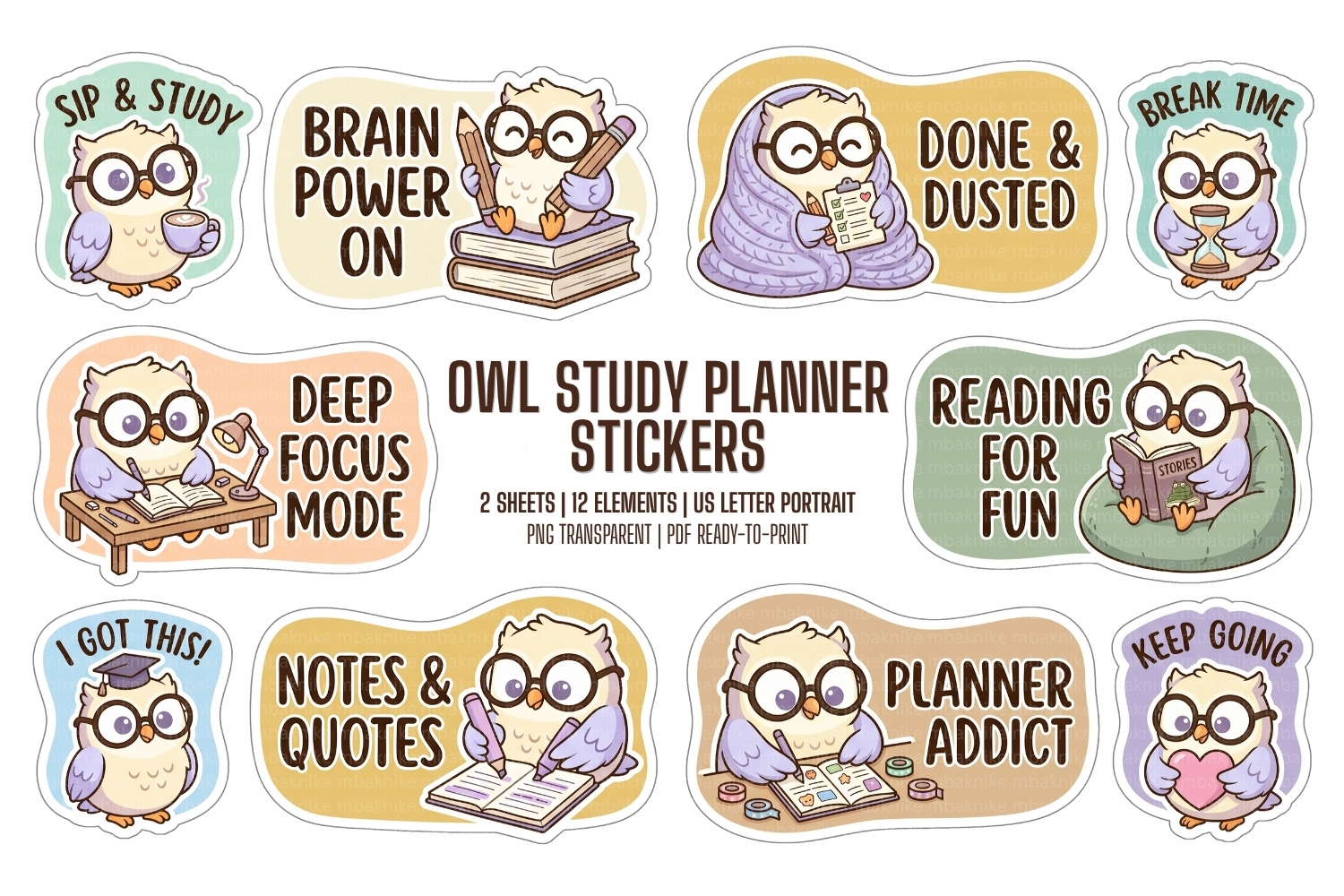 Owl Study Planner Stickers