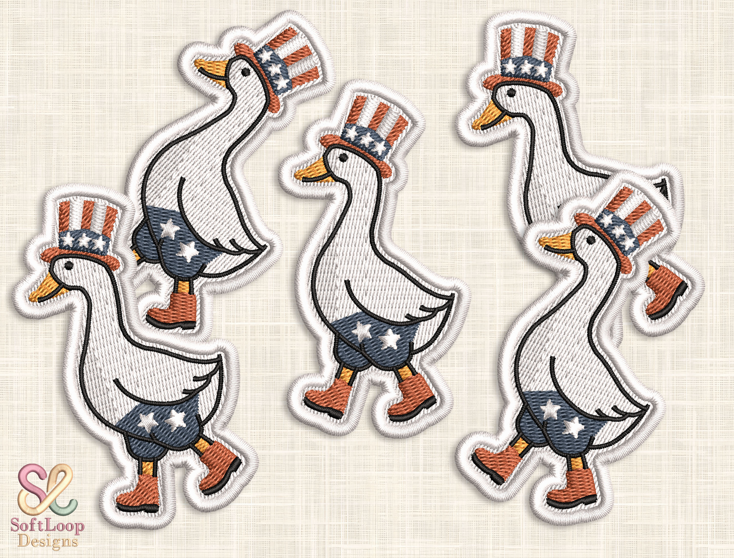 PATRIOTIC GOOSE Patch Embroidery Design