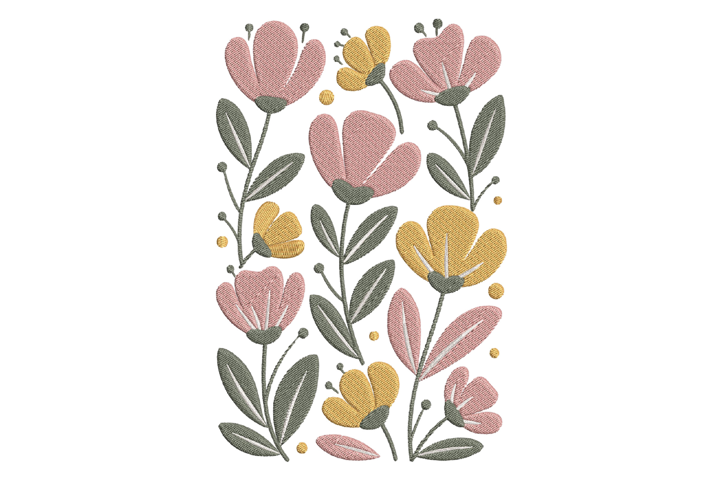 Pastel Wildflower Embroidery Design