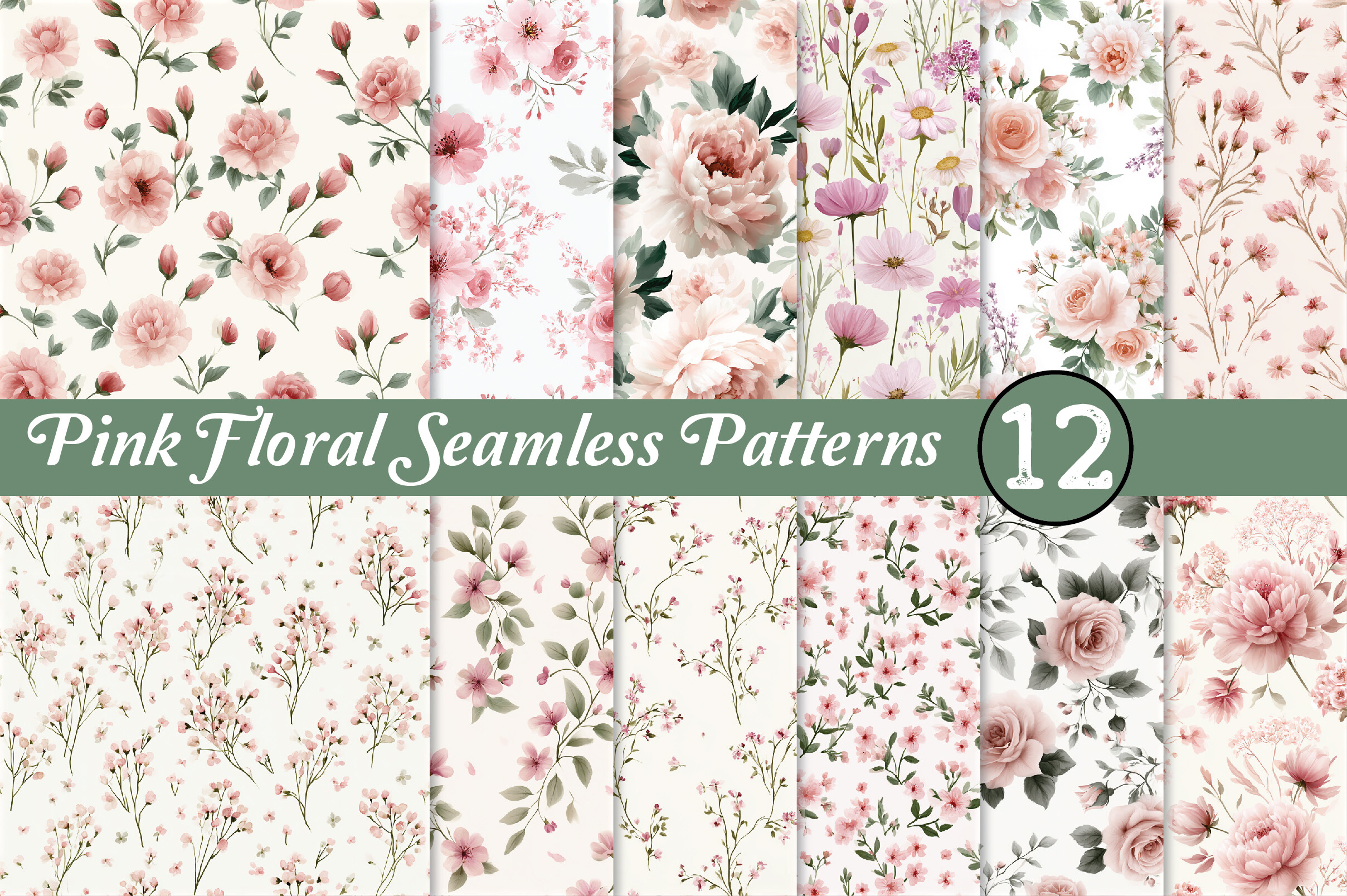 Pink Floral Seamless Patterns Graphic by PinkyDesigns · Creative Fabrica