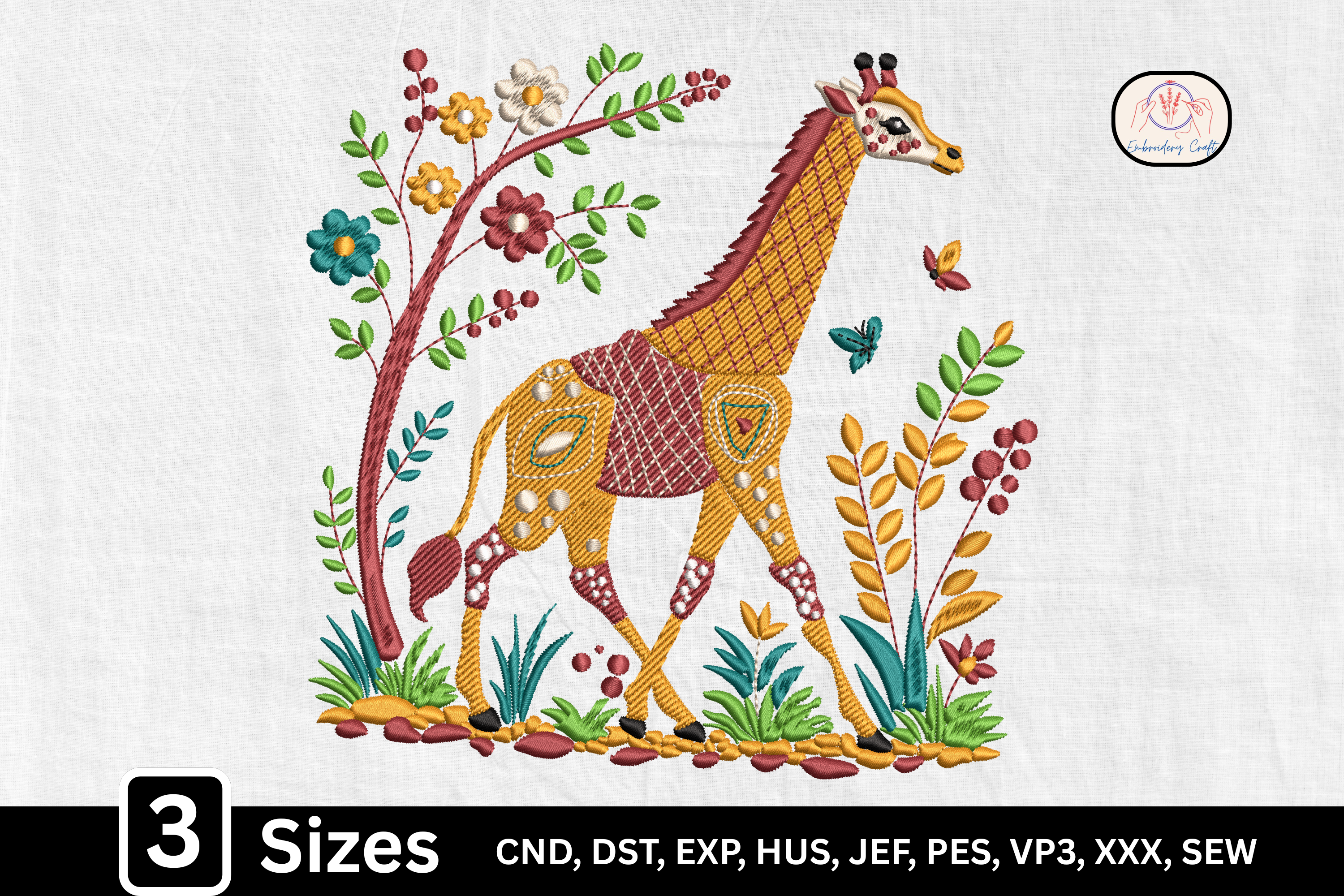 Safari Animal Floral Giraffe