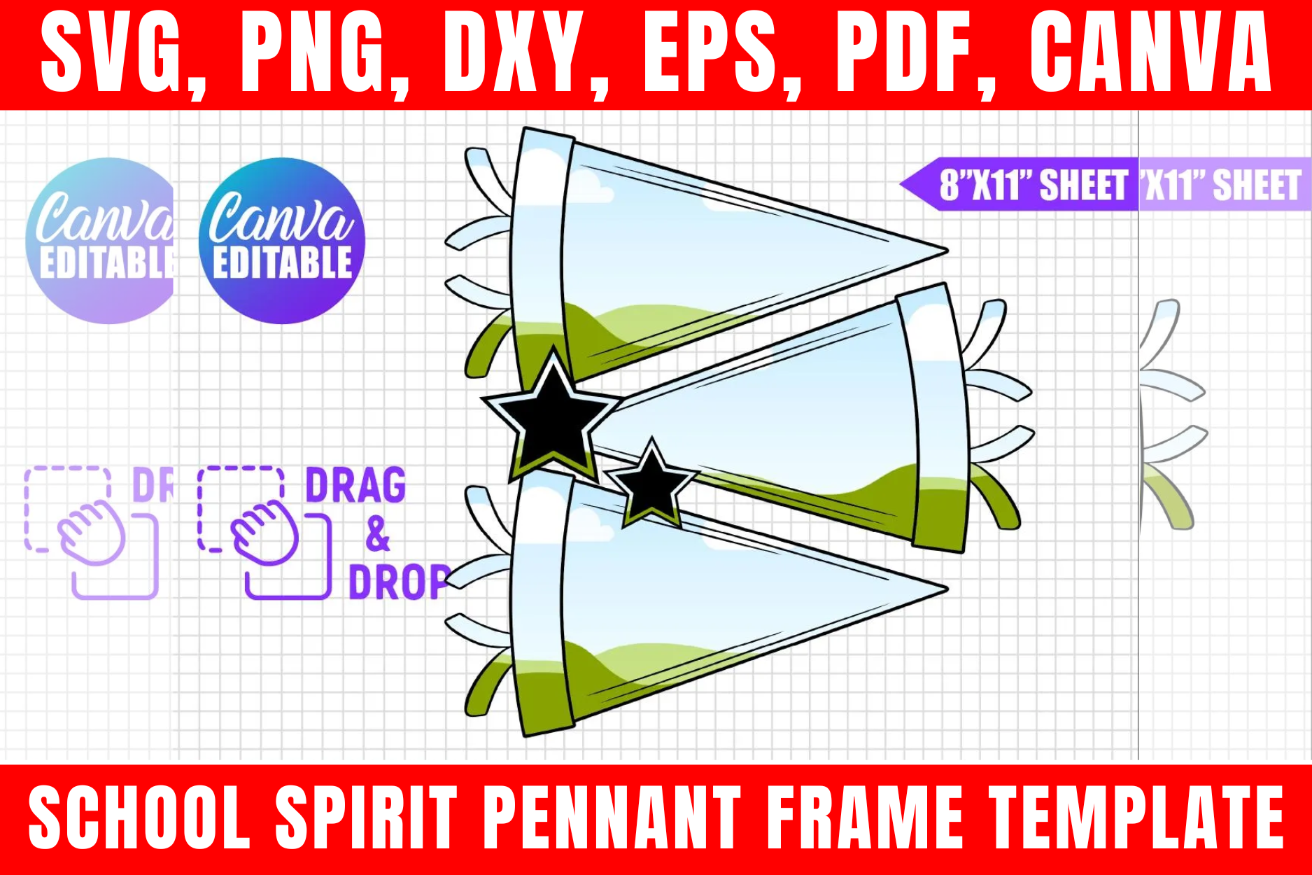 School Spirit Pennant Frame Template