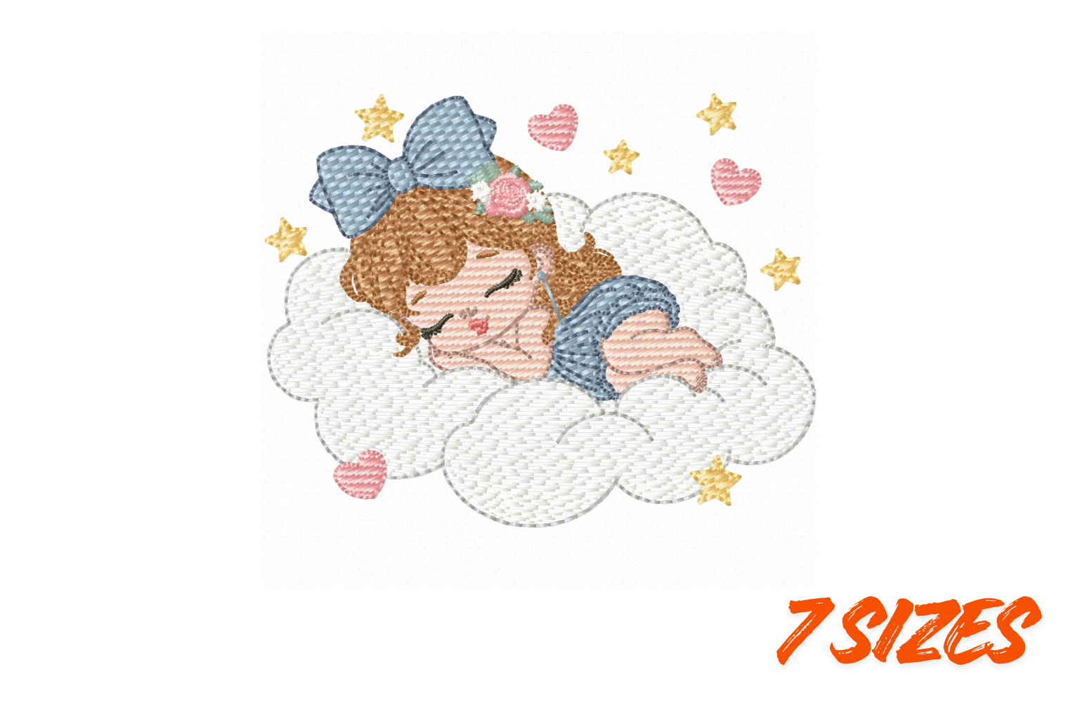 Sleeping Girl Cloud Embroidery Design