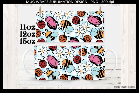 Spring Ladybug Mug Wraps Cute Spring Bug Graphics