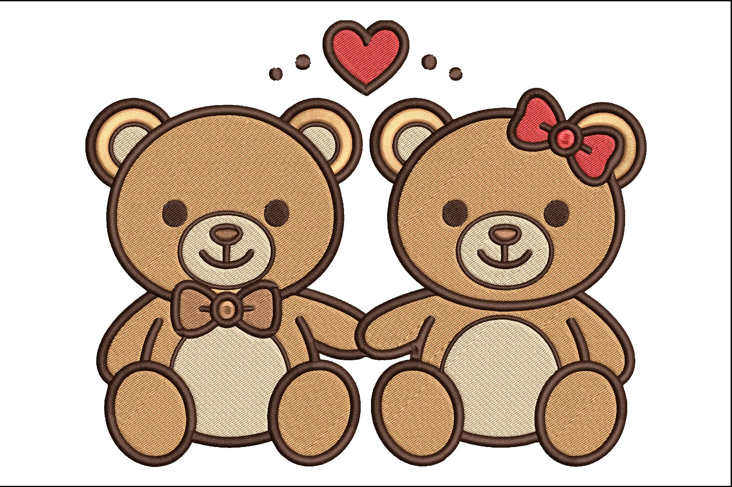 Teddy Bear Couple Embroidery Design