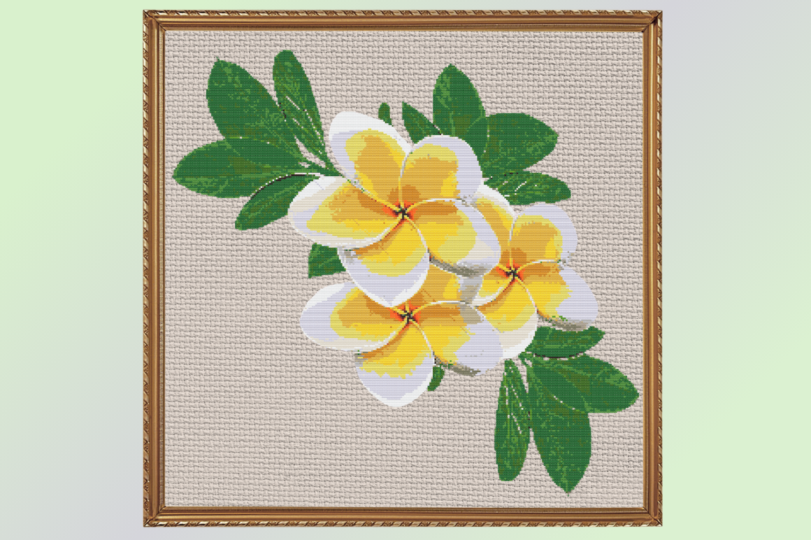 Tropical Plumeria Bliss Cross-stitch