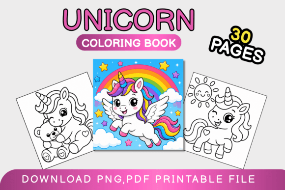 Preview of Unicorn Coloring Book for Kids coloring pages for kids