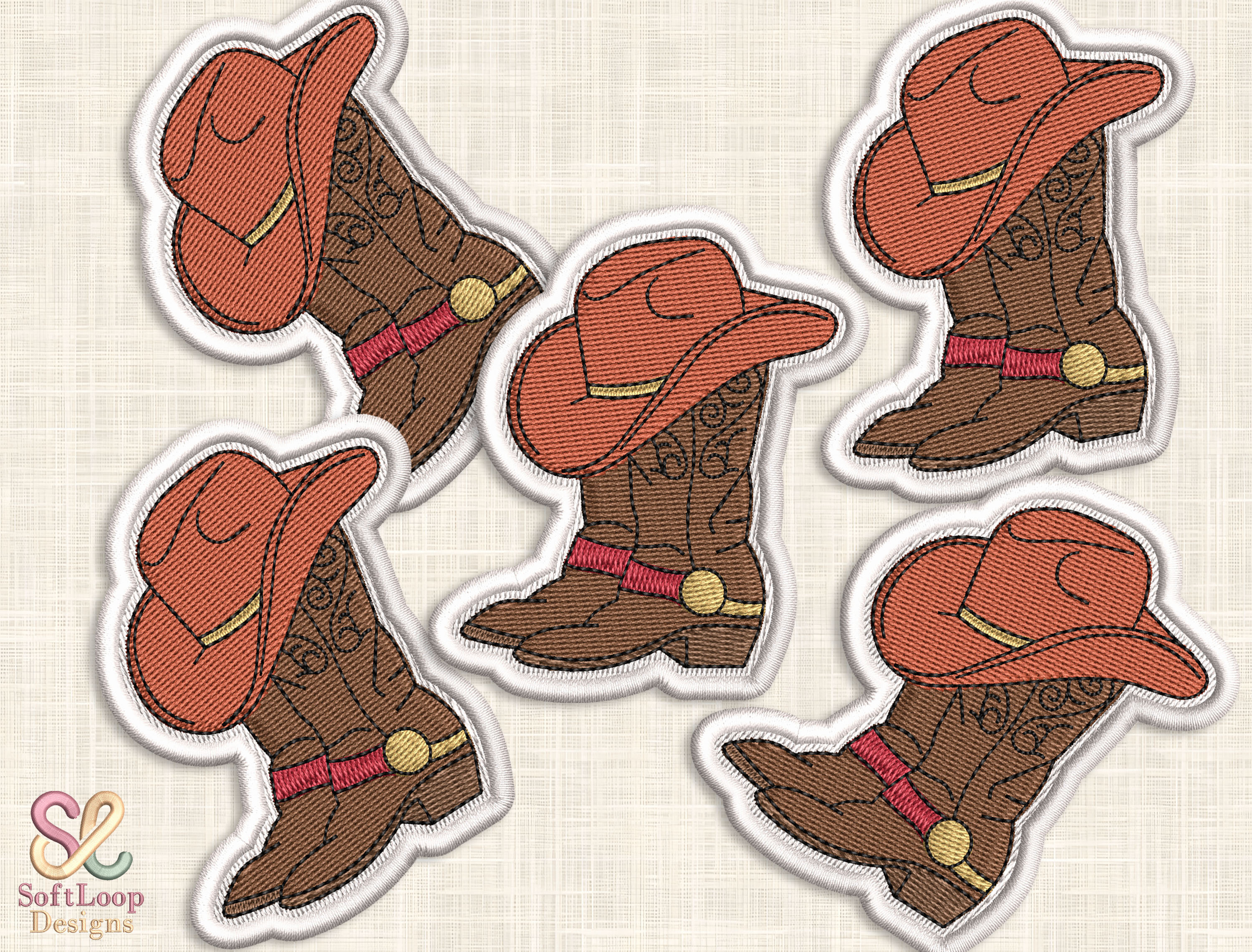 WESTERN BOOT & HAT Patch Embroidery File
