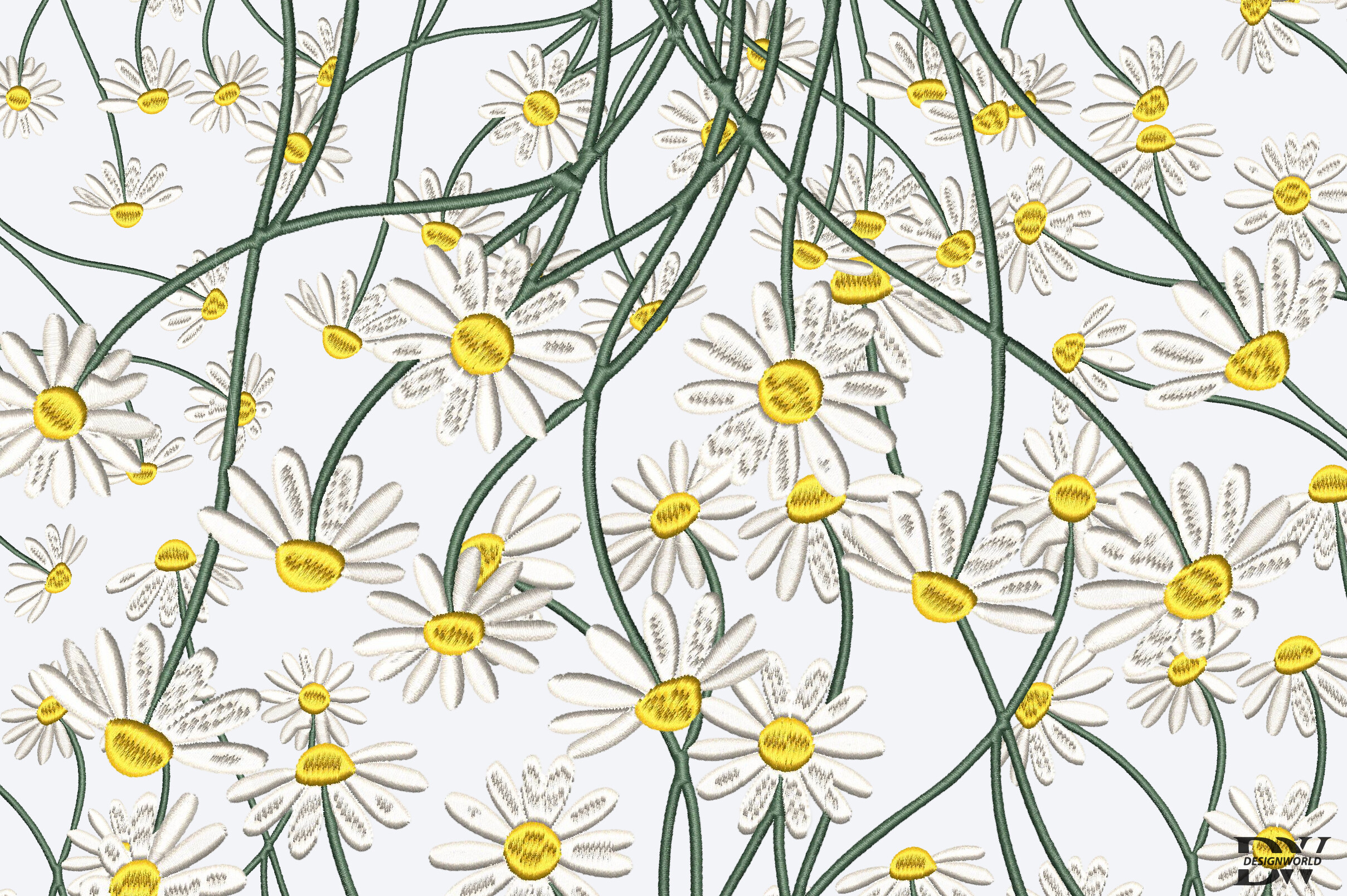 White Daisies Embroidery Design