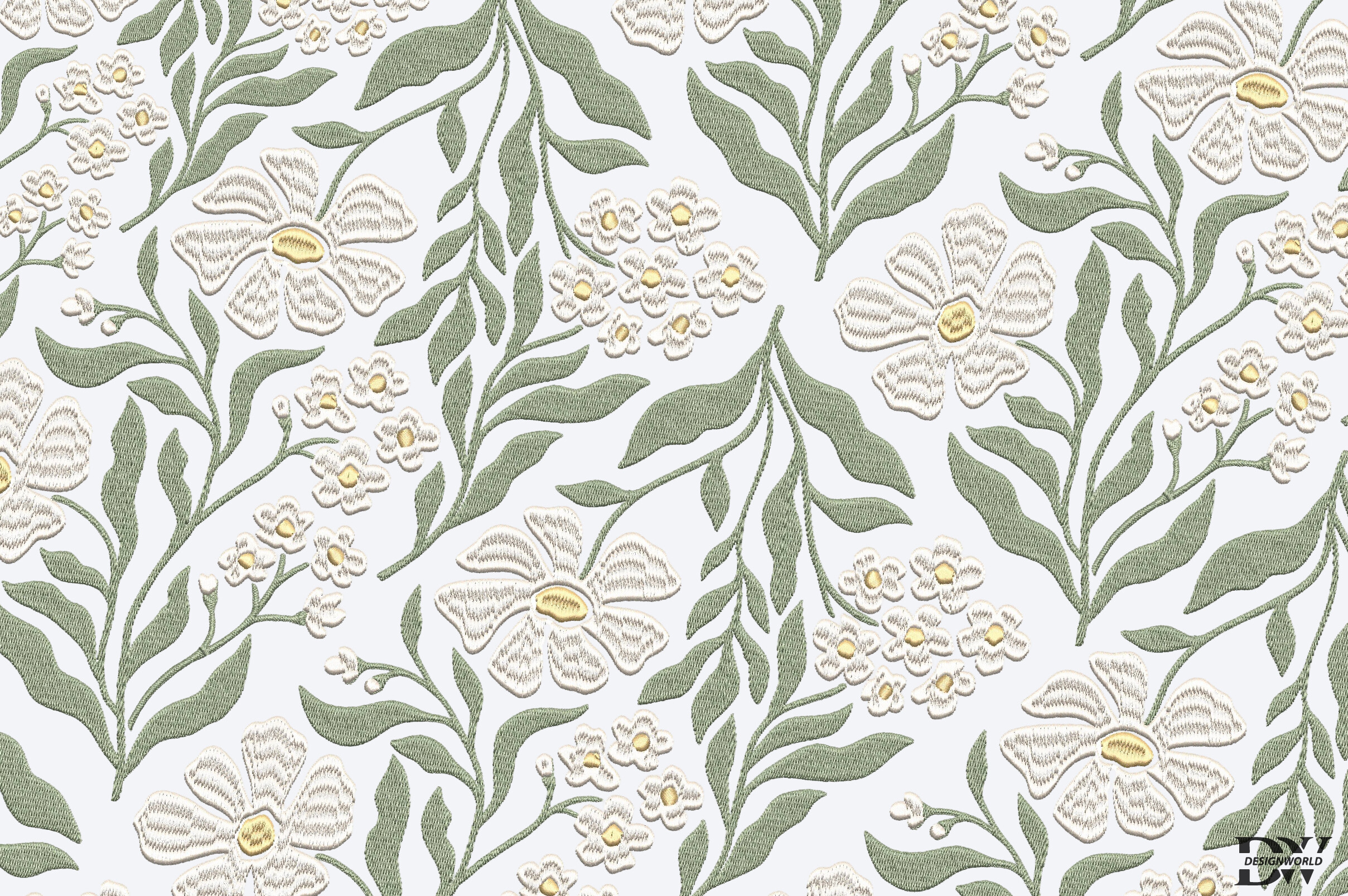 White Flowers Embroidery Design