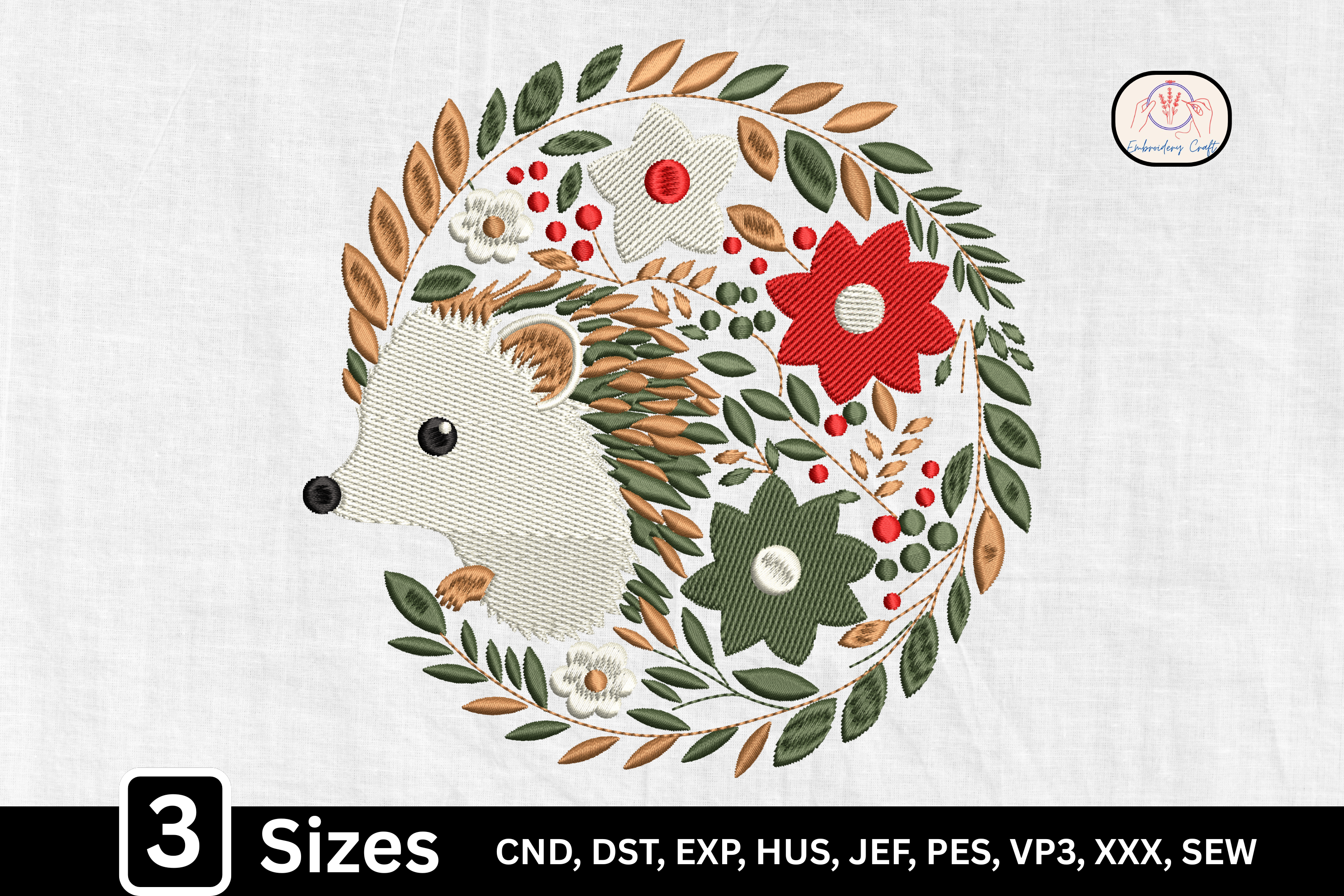 Woodland Animal Wreath Floral Hedgehog