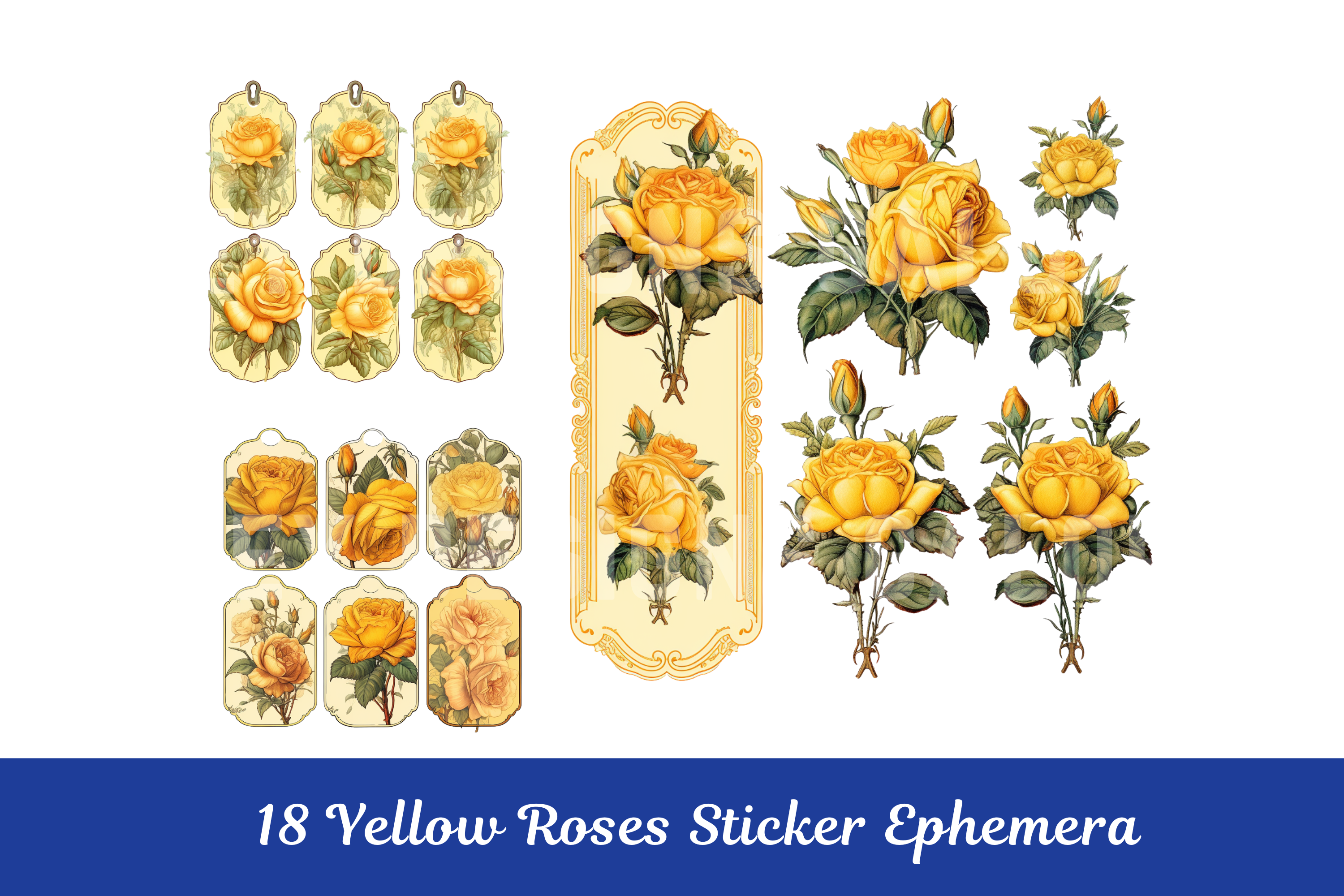 Yellow Roses Clipart Ephemera