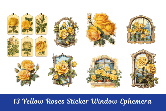 Yellow Roses Clipart Floral Stickers