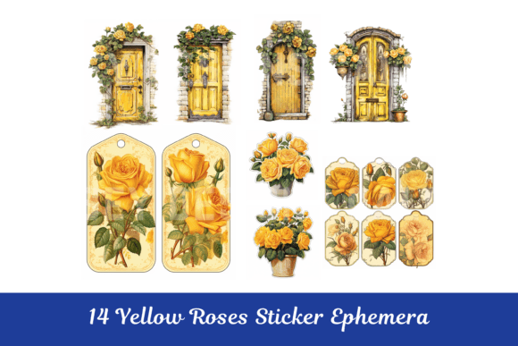 Yellow Roses Clipart Stickers Fussy Cuts
