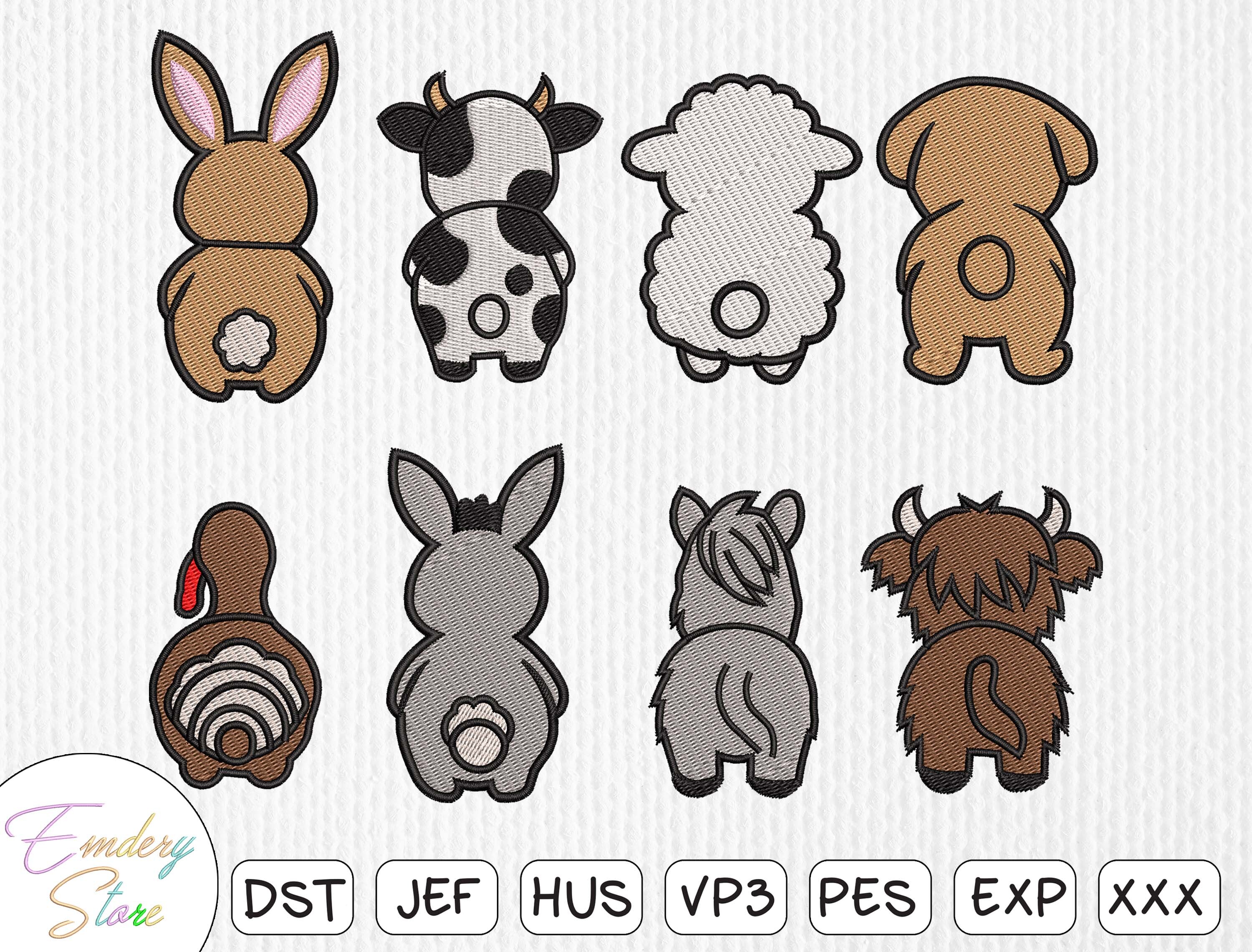 Adorable Animal Butts Embroidery Patch Set