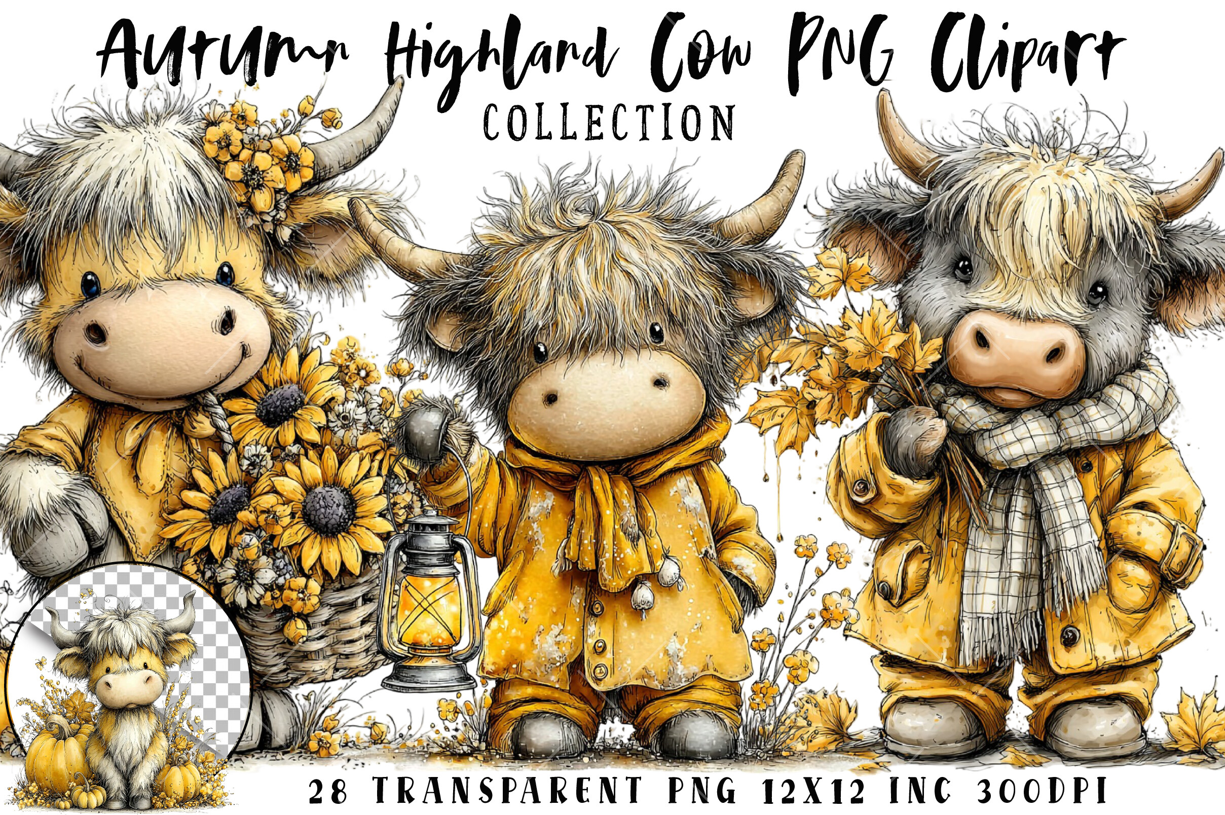 Autumn Highland Cow PNG Clipart Graphic by RevolutionCraft · Creative ...