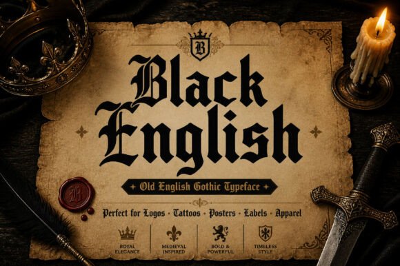 Black English Font - Preview 1