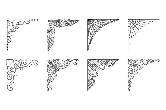 Black Line Vector Refined Corner Set