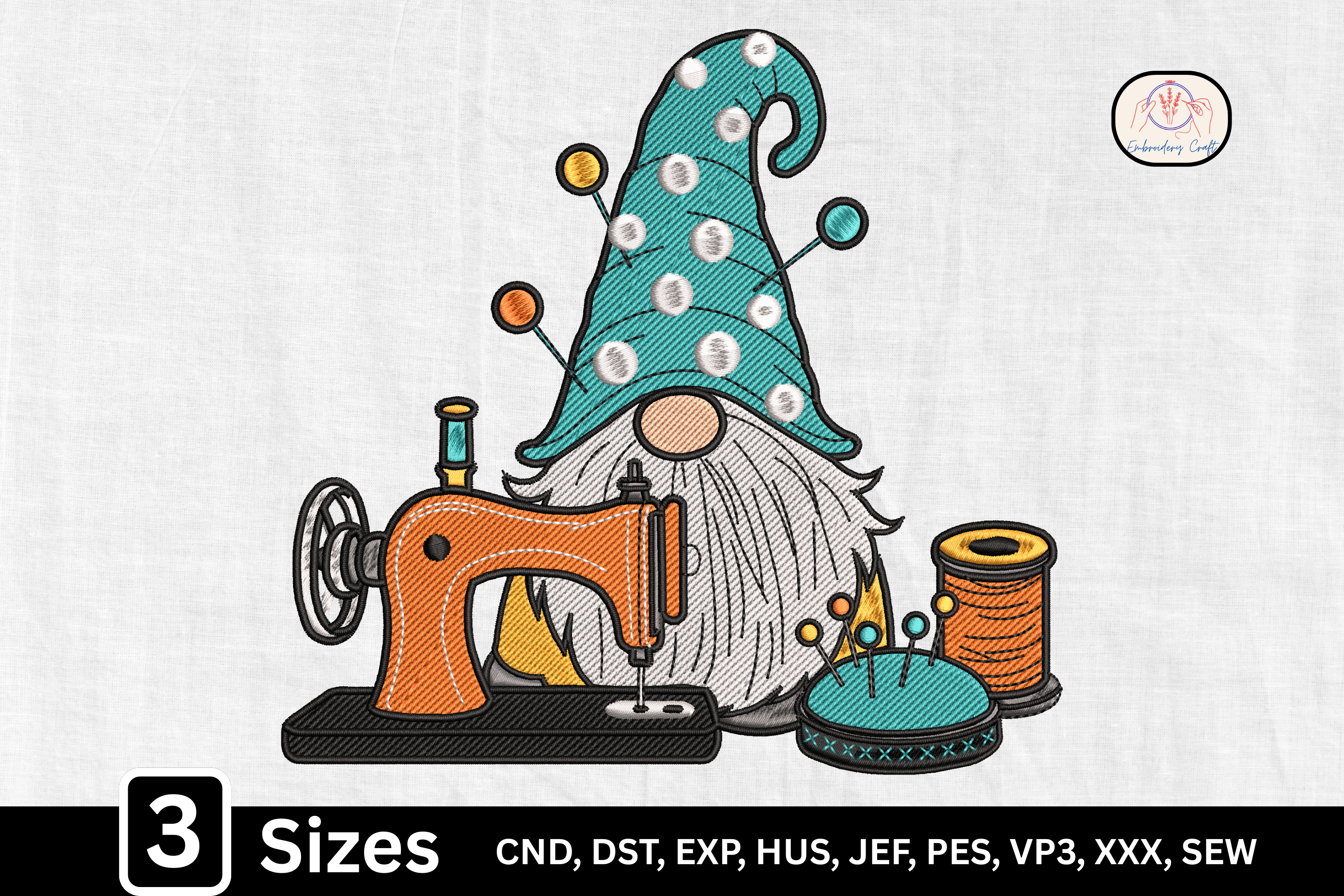 Cute Craft Sewing Machine Gnome