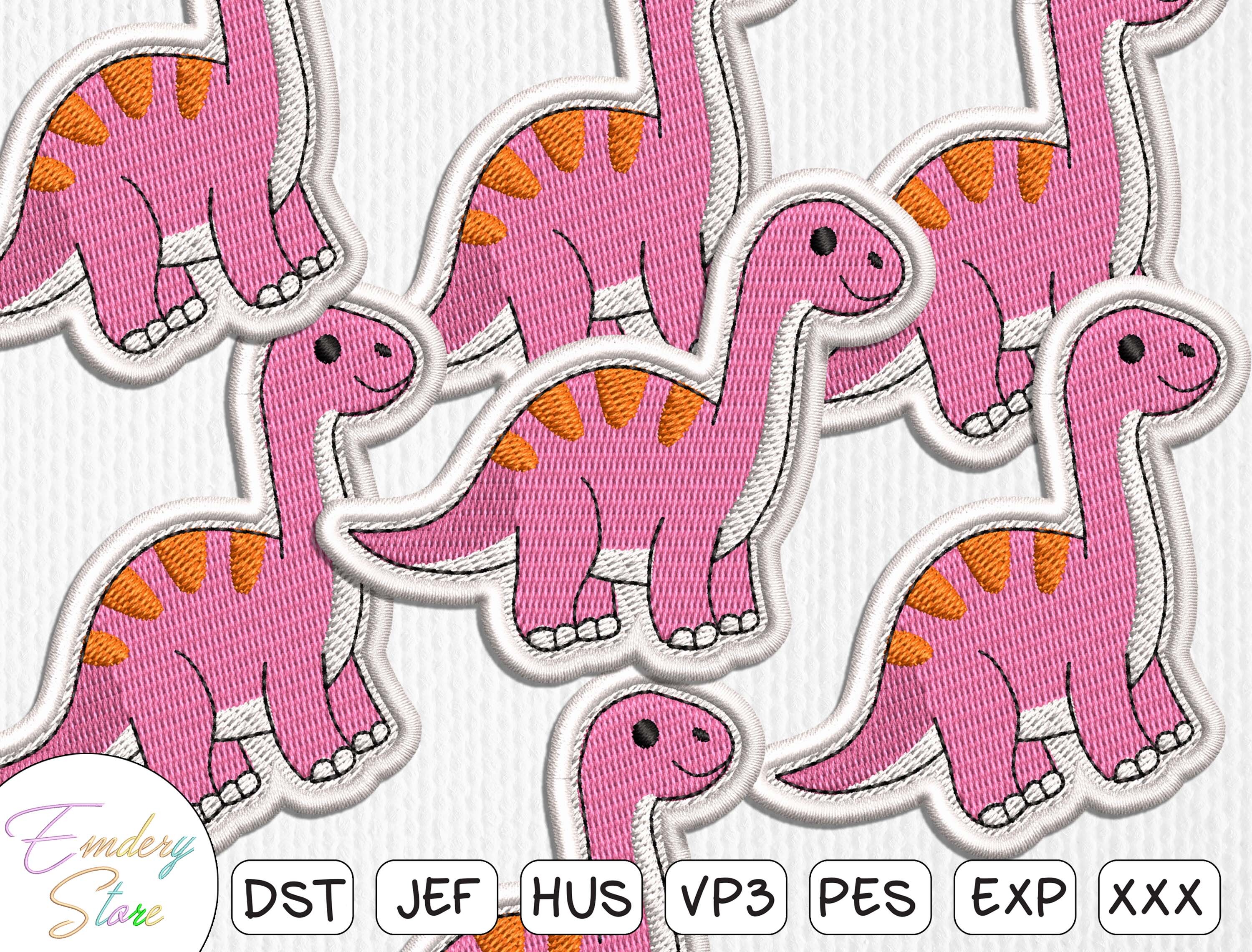 Cute Pink Dinosaur Patch Embroidery