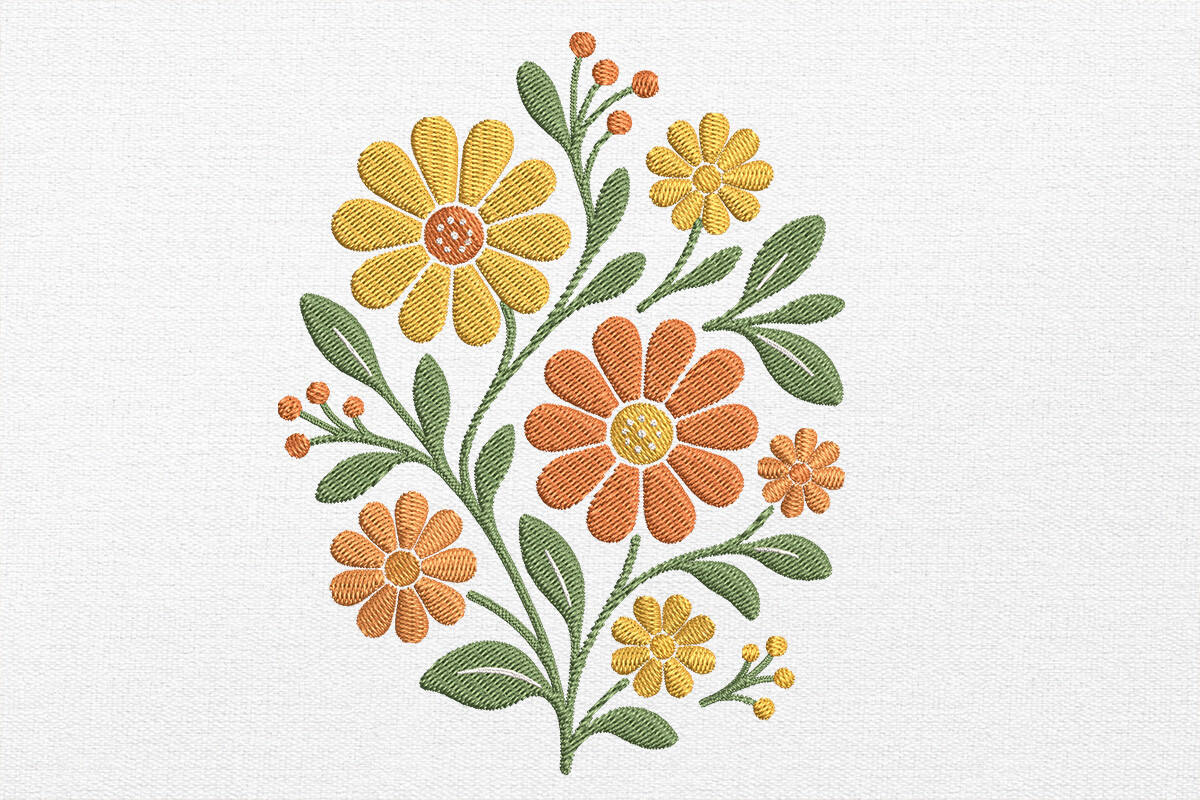 Daisy Floral Embroidery Design