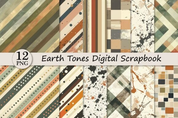 Earth Tones Digital Scrapbook Patterns Graphic AI Patterns By Dream Print