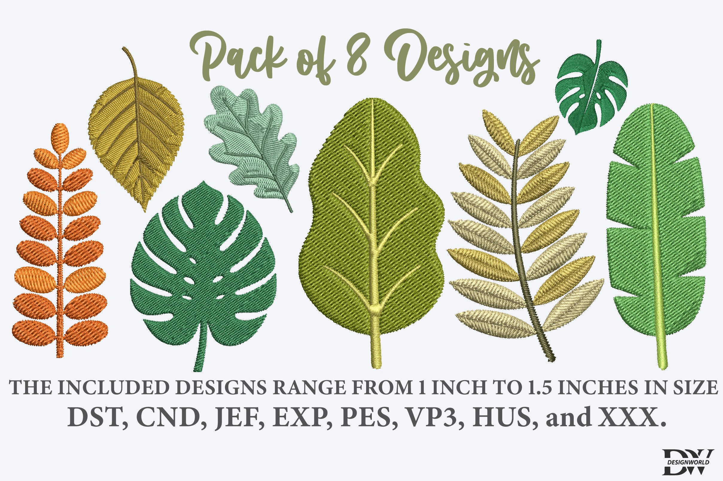 Embroidery Leaves Design Bundle