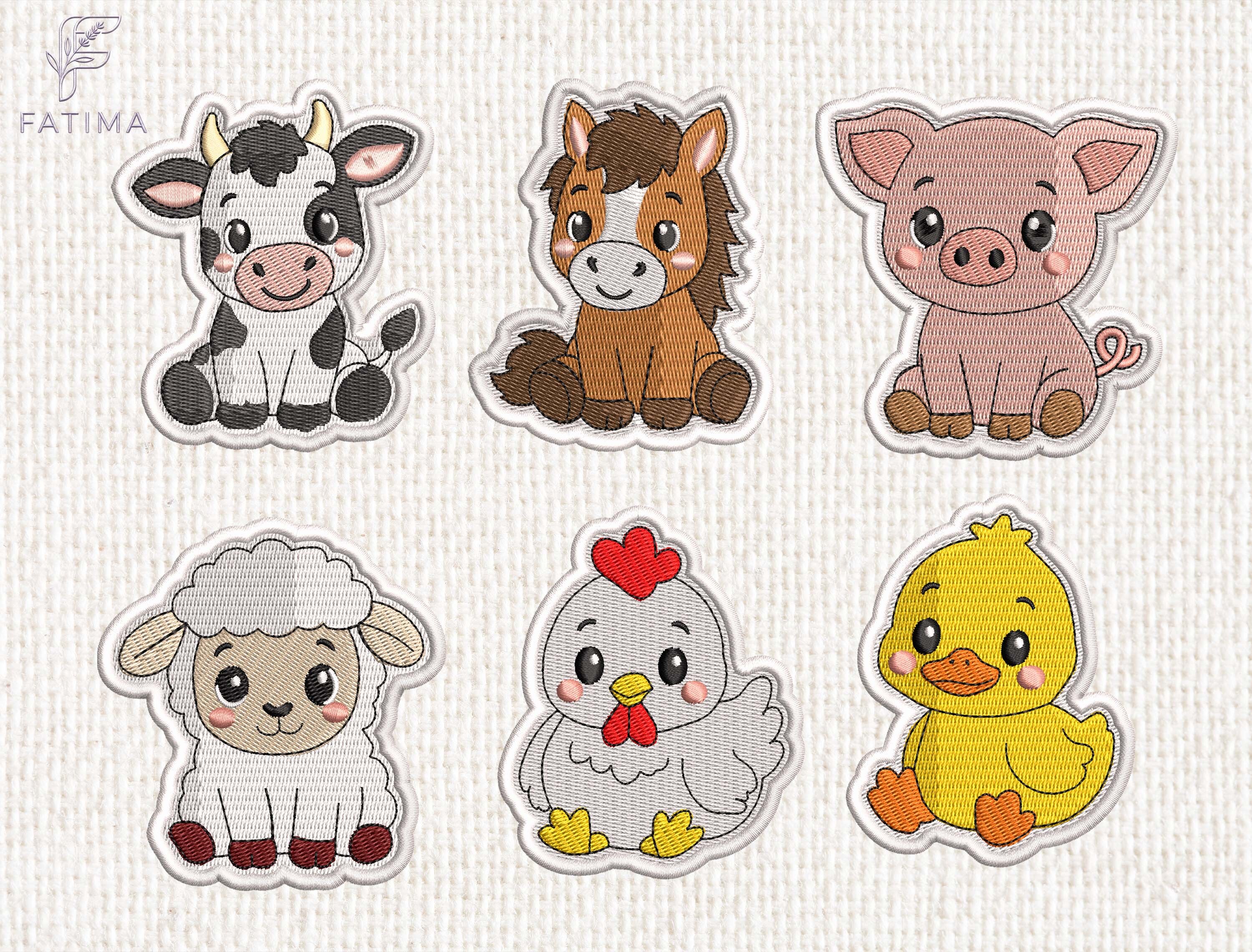 Farm Animal Patch Embroidery Design Set