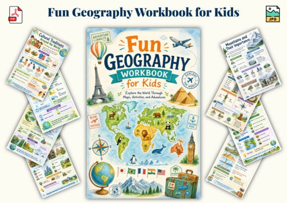 Fun Geography Workbook for Kids Graphic KDP Interiors By KDPLab