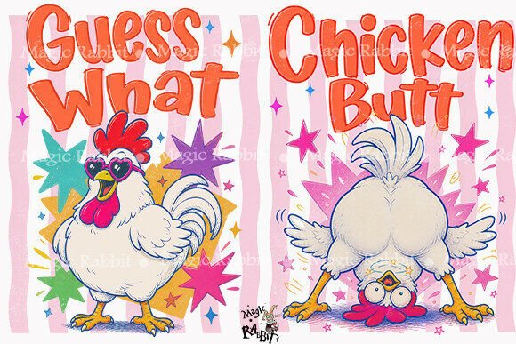 Funny Chicken Front Back PNG Graphic Crafts By Magic Rabbit