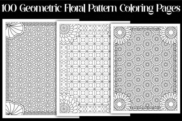 Geometric Floral Pattern Coloring Pages Grafika Kolorowanki i książki Przez Pixvera