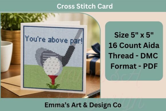 Golf Cross Stitch Card Pattern