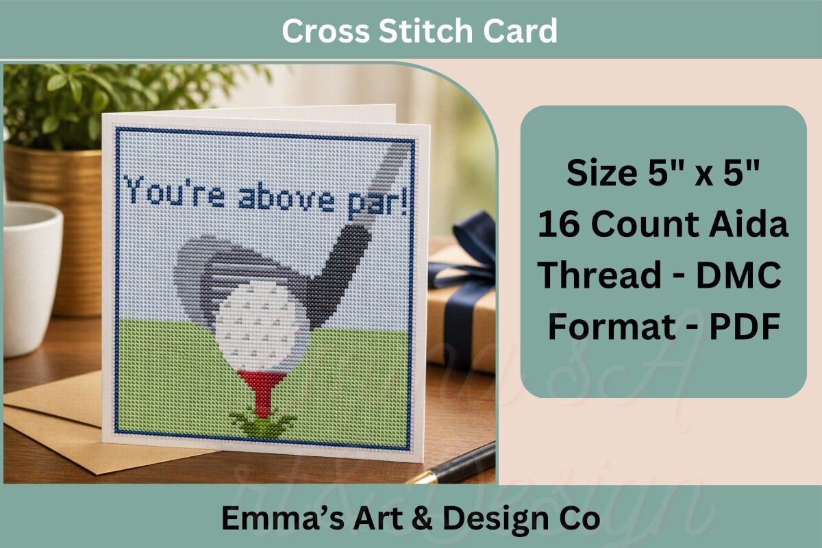 Golf Cross Stitch Card Pattern