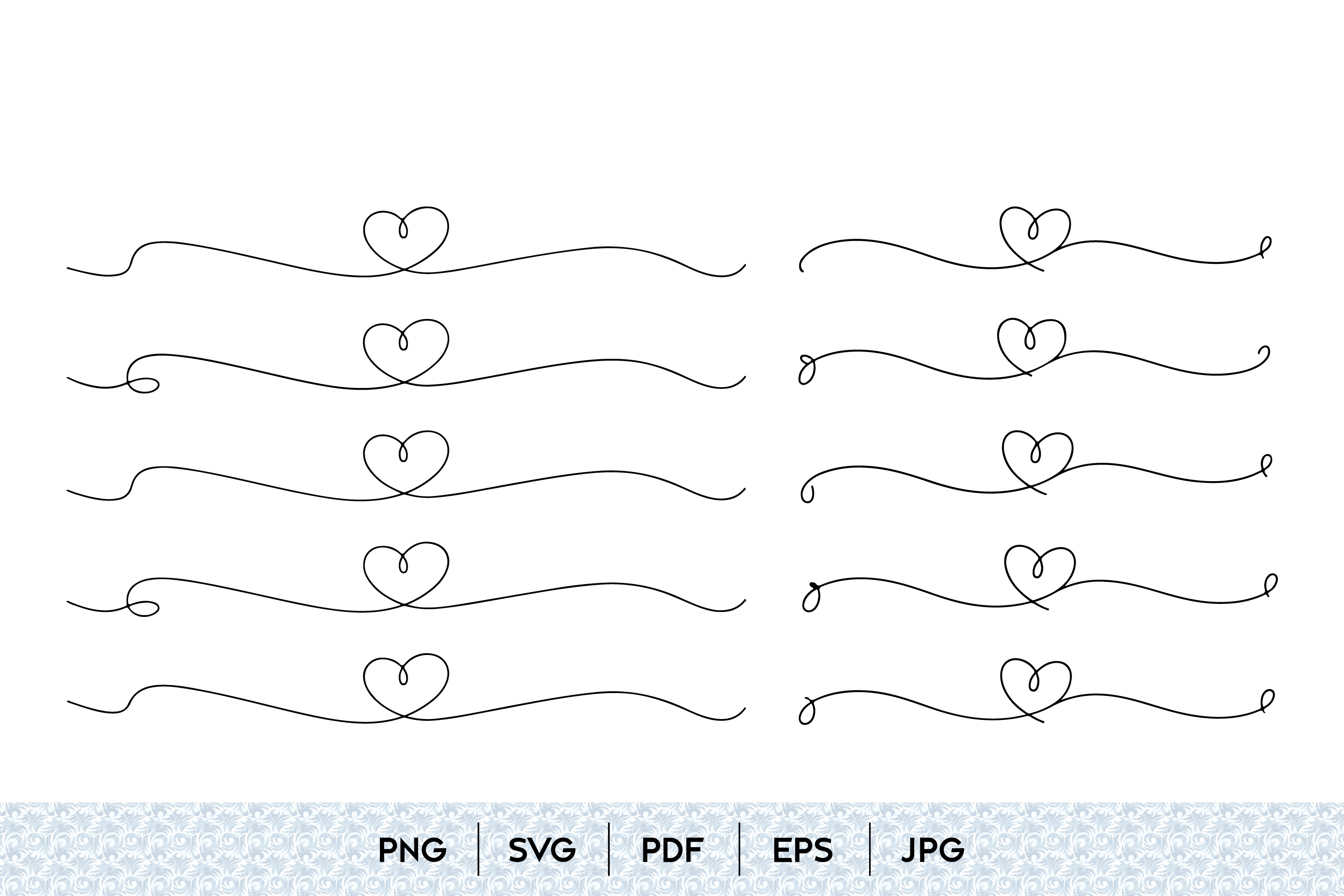 Heart Divider Continuous Line Art Set