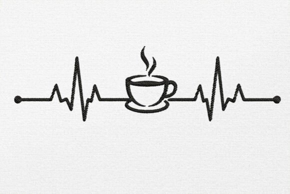 "Heartbeat Coffee” is a Free Modern Machine Embroidery Design designed by ABdesignStore from Creative Fabrica!