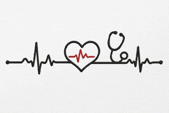Heartbeat Embroidery Design