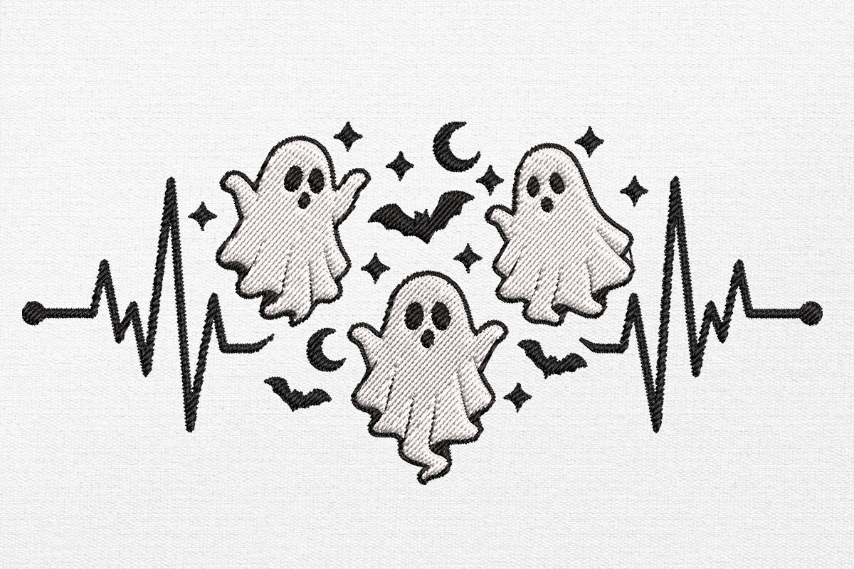 Heartbeat Halloween Embroidery Design