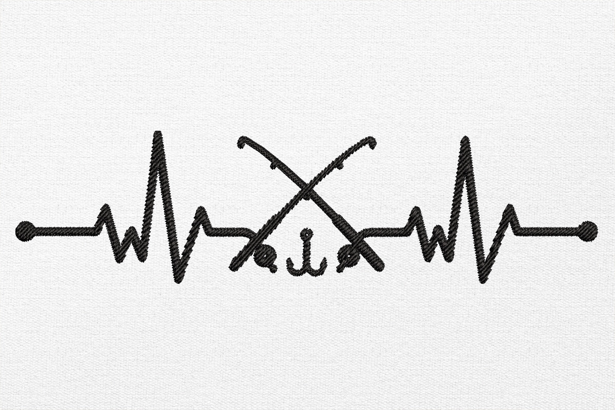 Heartbeat Fishing Embroidery Design