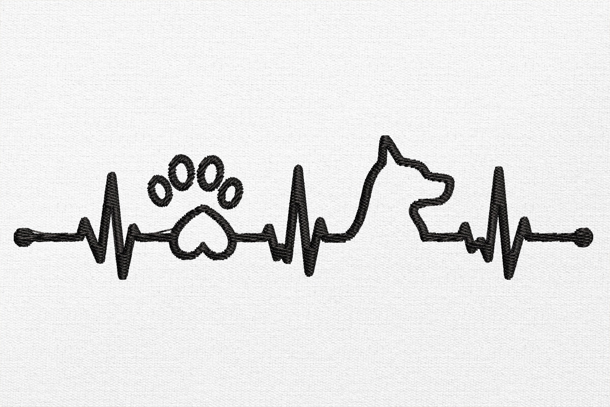 Heartbeat with Dog Embroidery Design