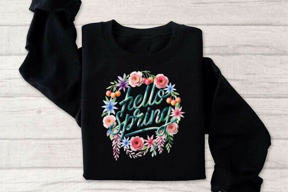 Hello Spring PNG, Cute Floral Spring Tee
