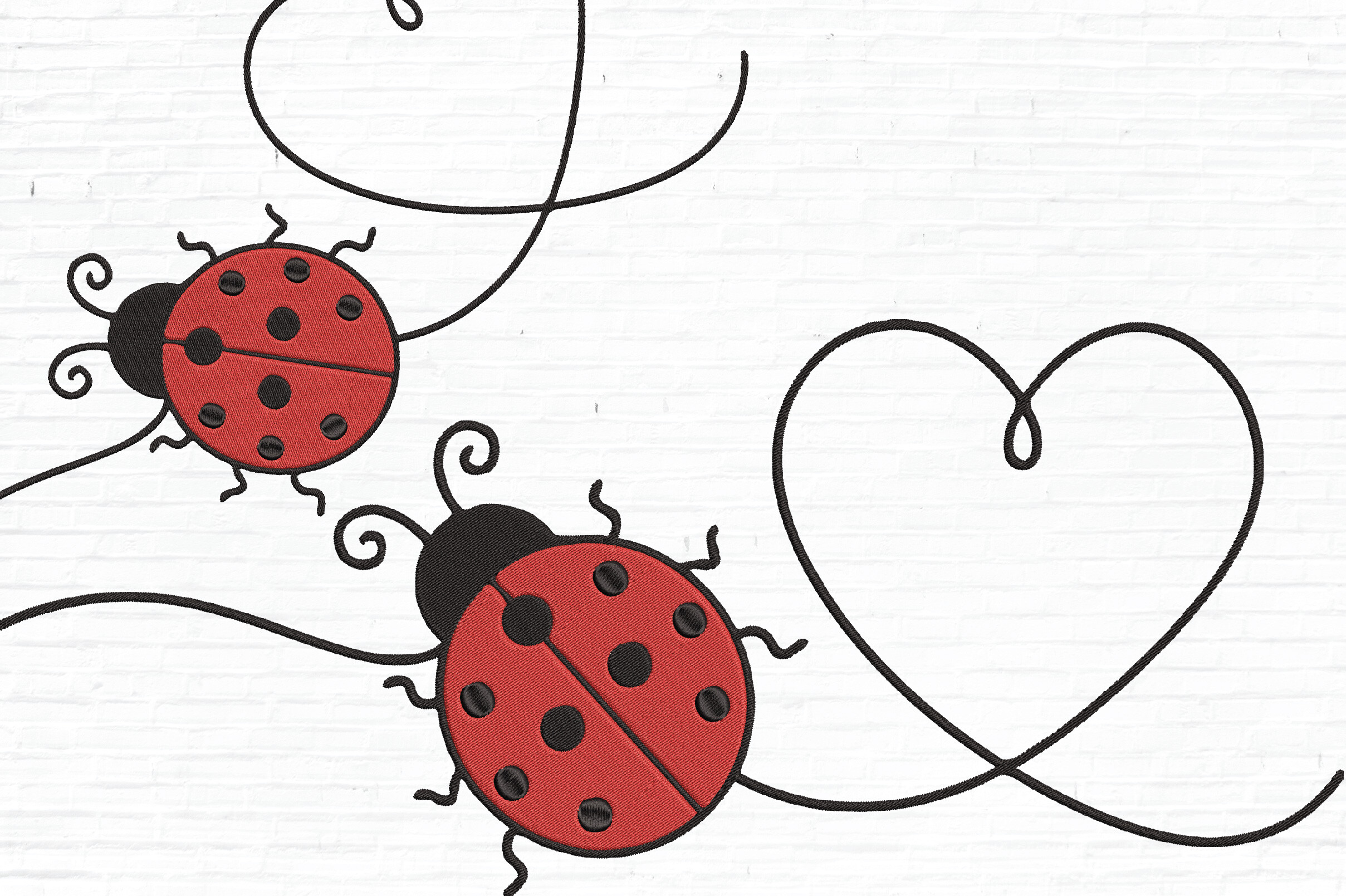 Ladybug Line Embroidery Design