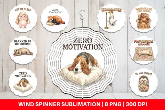 Lazy Animal Watercolor Wind Spinner