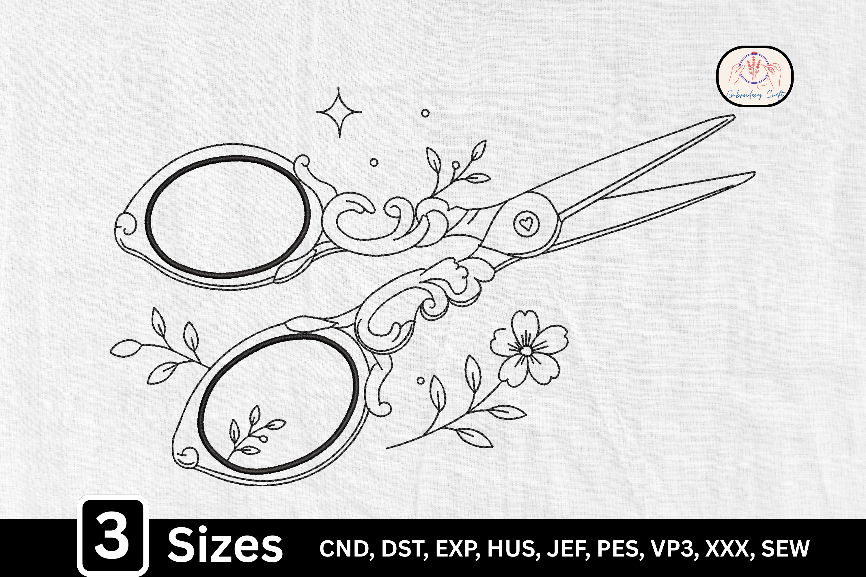 Line Art Floral Scissor