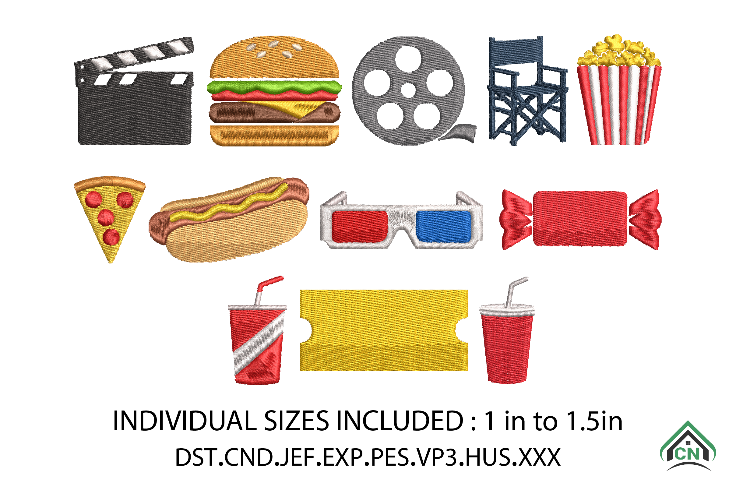 Mini Movie Theatre Embroidery Design