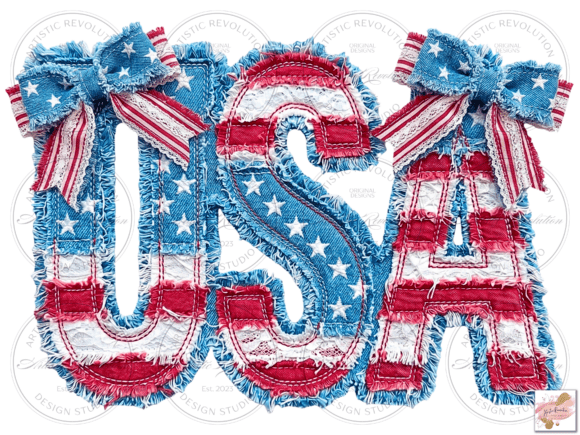 Patchwork USA Png Coquette Patriotic Png Graphic Illustrations By Artistic Revolution