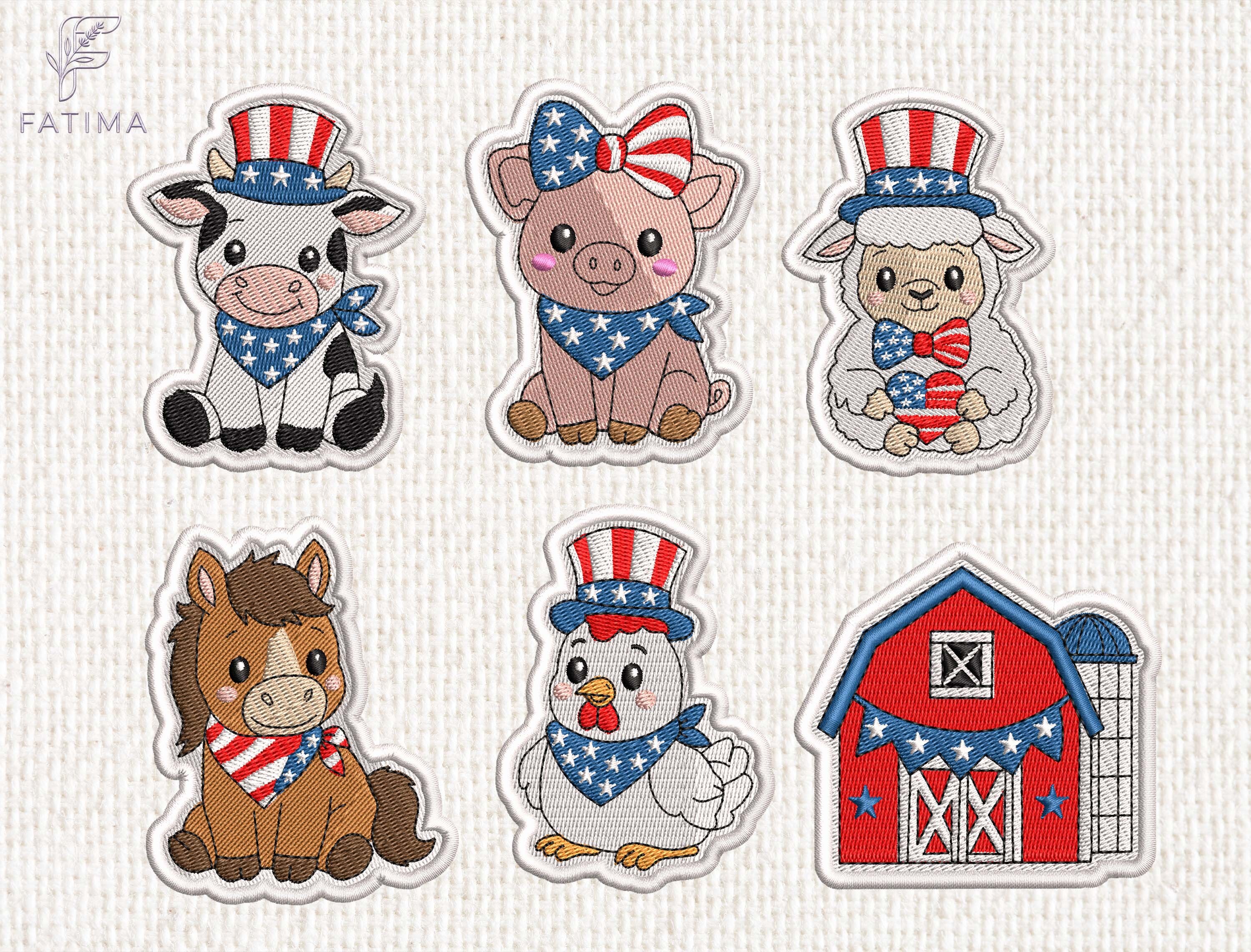 Patriotic Animal Patch Embroidery Set