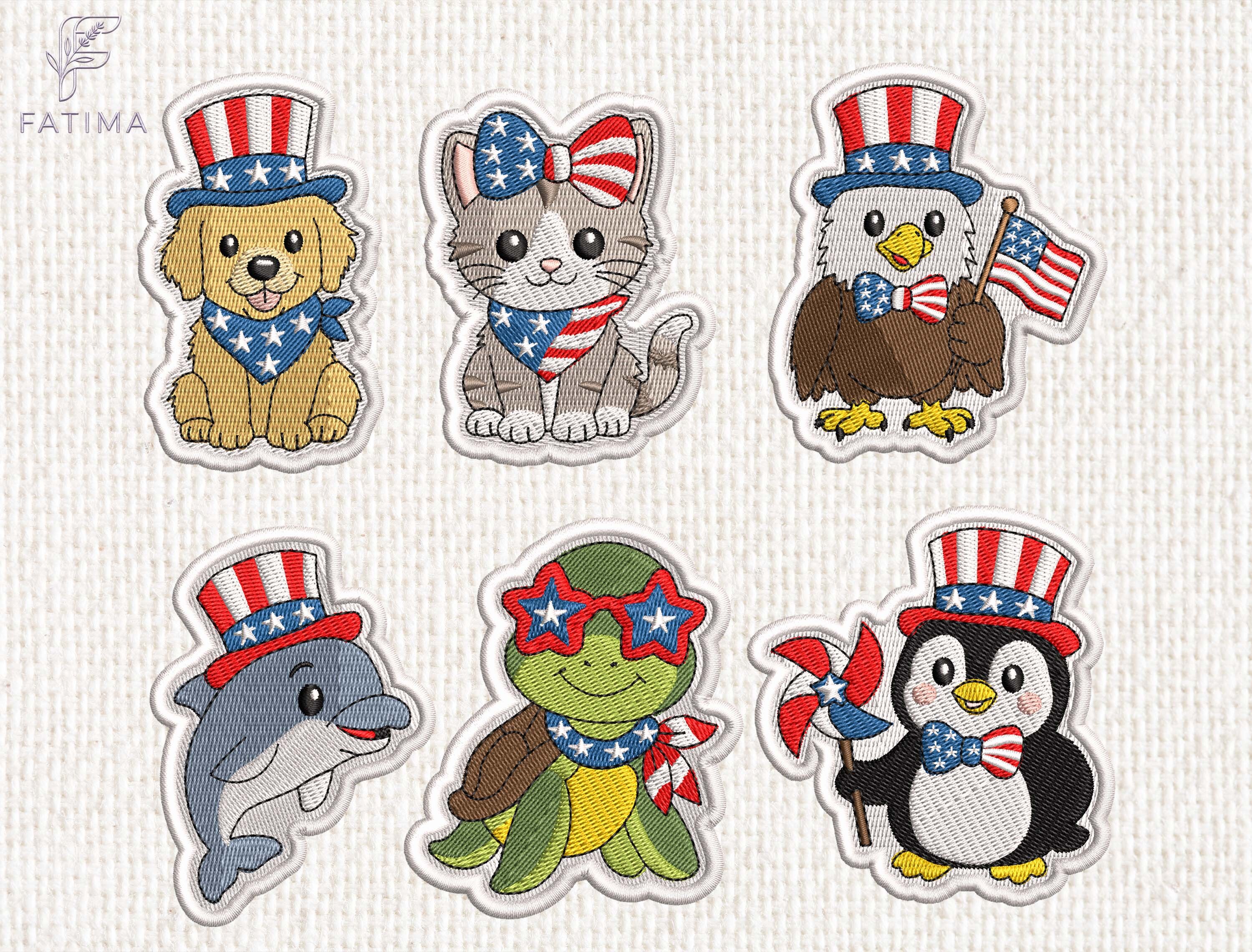 Patriotic Animal Patch Embroidery Set