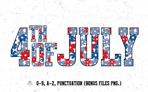 Patriotic Flower Font PNG with transparent background - Preview 1