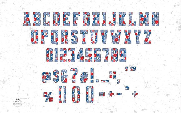 Patriotic Flower Font PNG with transparent background - Preview 2